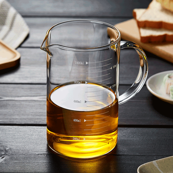 绿昌明刻度杯玻璃量杯大容量加厚冷热两用牛奶杯凉白开水杯子 1升 1l