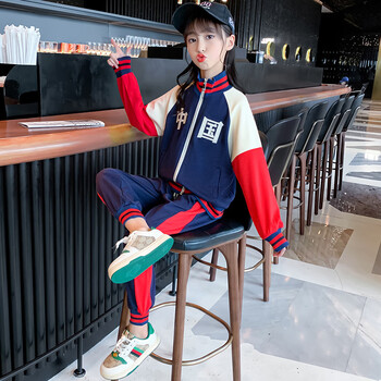 简霏女童衣服秋装套装外套两件套运动中大童小学生服饰女孩子衣服9-12