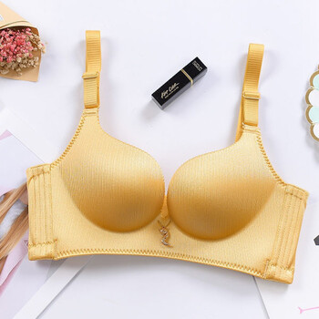 高品质文胸女买一内衣文胸女聚拢无钢圈厚薄款透气调整型胸罩08款金色