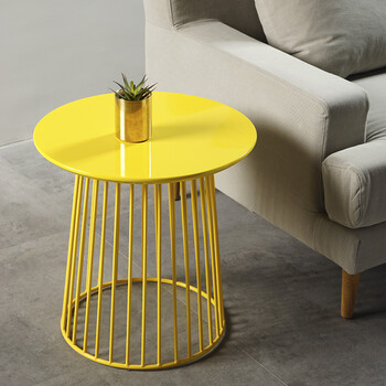 北欧铁艺茶几简约小户型客厅创意家具设计师圆形边几现代沙发角几