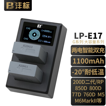 FB沣标LP-E17(G) 1100mAh 佳能200DII微单反相机电池/充电器R10 RP 850D R50 R8 智能双充套装（电池*2+智能充电器*1） 800D 760D 200D 77D 