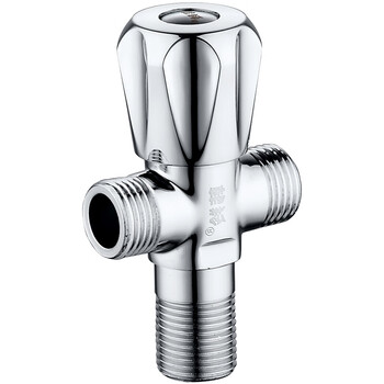 铜角阀一进二出带开关4分马桶进水阀门双出水止水阀 180度双出水角阀