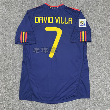 决赛版客场球衣7号比利亚9托雷斯队服复古足球服 长袖:5号普约尔 臂章