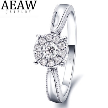 AEAW Jewelry18K金培育钻石戒指女结婚订婚求婚情人节礼物围镶显钻款 培育钻主石8分
