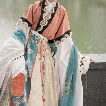 席鹿神仙图洛神改良汉服女仕女图系列复原仿画款传统服饰套装hxm4 橘