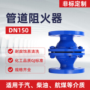 蓝宇星琳管道阻火器 呼吸阀阻火器GZW-I-150 阻火阻爆 不锈钢DN150 1个