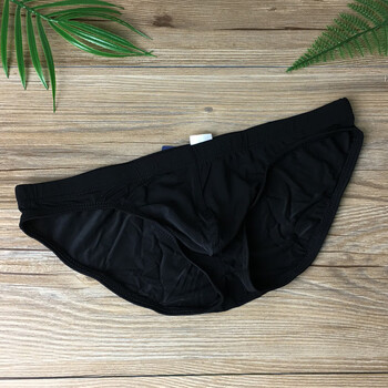 买男士三角内裤无痕u凸冰丝青年低腰夏季性感透明透气jj 黑色 l