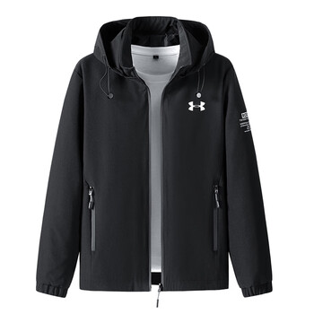 安德玛22新款ua运动连帽外套男士品牌户外防风训练上衣可脱卸帽薄款单