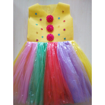 儿童环保衣服手工制作时装秀创意演出服幼儿园服装女子走秀六一 黄色