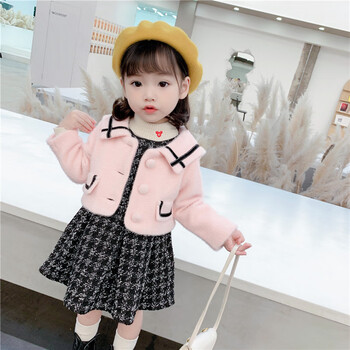 思迪萌女宝宝呢子外套秋天韩版保暖中小童1-7岁小女孩生日衣服儿童