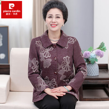 品牌 老年人春装翻领外套中老年妈妈春秋上衣70岁奶奶老人衣服老太太
