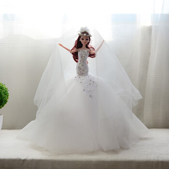 新款可爱大号婚纱芭比娃娃结婚新娘大群摆公主芭比洋娃娃女孩生日礼物