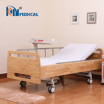 家居成人病号手动双摇家居式实木可移动医疗康复护理床