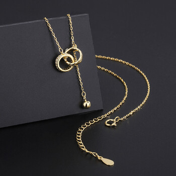 韩生生银项链999银圆环相扣项链女双环流苏圆珠轻奢锁骨链情人节礼物