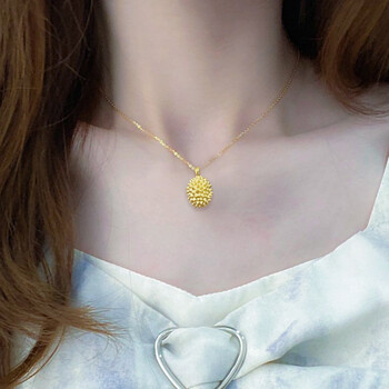 温秋999足金榴莲黄金吊坠女2022新款流行锁骨项链七夕情人节送女朋友