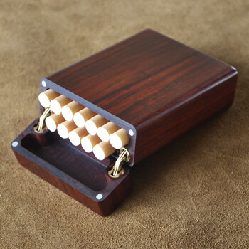 木子堂非洲紫檀木实木粗烟烟盒20支装木质整木掏空定