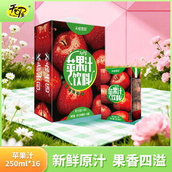 天喔 苹果汁250ml*16盒整箱装 年货礼盒果汁果味饮料小包便携饮品