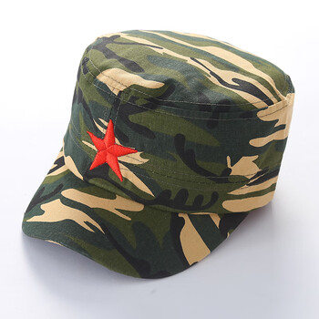 儿童军绿帽子军训演出服儿童校服迷彩服配饰小学生迷彩帽子五角星 4号