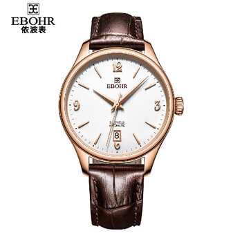 依波ebohr 大师系列儒雅型格舒适皮带机械男表表5054国表 白色 均码