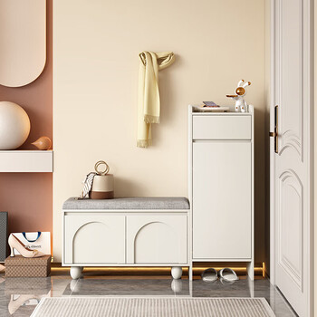 柚公馆   法式奶油风入户鞋柜家用门口玄关柜简约现代轻奢进门大容量
