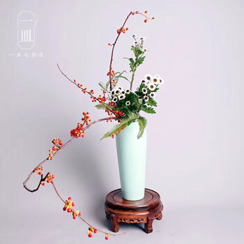 二件 投入瓶陶瓷花器插花花道工具教学花器 家居摆件 投入瓶 白色