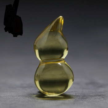 黄水晶葫芦吊坠 黄水晶葫芦项链挂坠 天然原矿石打磨 大号(咖绳)