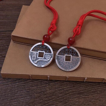 维漾999足银钱币护身符复古铜钱项链吊坠送儿童小孩保平安学生饰品