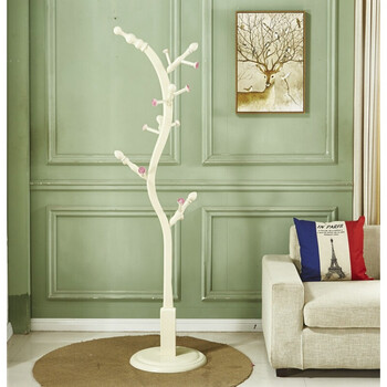 衣帽架衣架发财树实木创意简约现代家用卧室落地树枝挂衣架 s杆象牙白