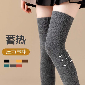 abnikece秋冬款保暖过膝袜羊毛袜女厚袜子日系长袜冬天高筒防滑长筒袜