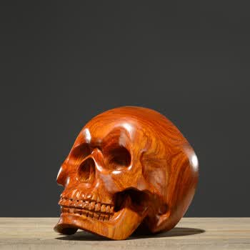 礼月缘 花梨木雕骷髅摆件成人特色创意恐怖骨架红木摆设客厅玄关电视
