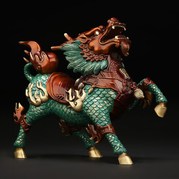 吉善堂全铜风火麒麟聚财阵摆件工艺品家居客厅办公室玄关电视柜酒柜