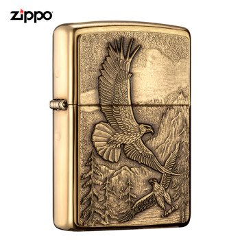 之宝(Zippo)打火机 高山鹰 拉丝黄铜徽章20854 煤油防风火机