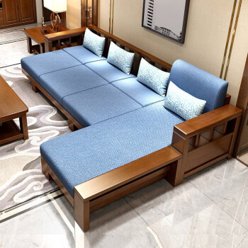 居尚木缘 实木沙发 多功能贵妃沙发现代中式简约沙发床转角沙发 客厅