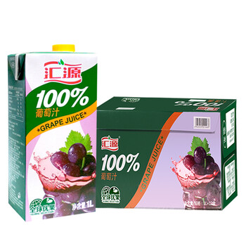汇源果汁100葡萄汁果汁饮料1l整箱12盒整箱12盒