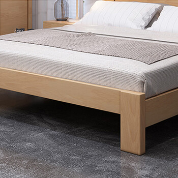 中伟实木床单人床北欧床简约卧室床公寓床成人床双人床原木色1.