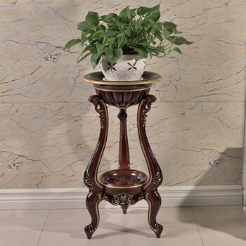 电视转角阳台盆景仿实木简约现代置物架落地式雕花多层绿萝高档花架子