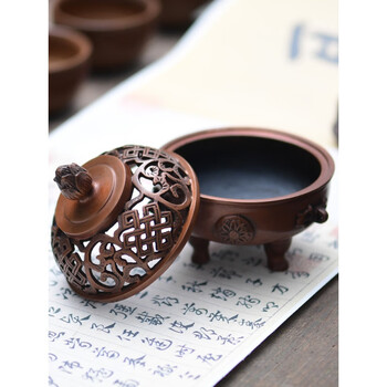 【京东优品】纯铜香炉 紫铜铸造香薰炉宣德炉 仿古莲花香道佛堂檀香炉