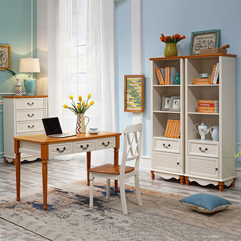 地中海实木书柜自由组合书柜酒柜学生书架书房美式乡村书橱 0.