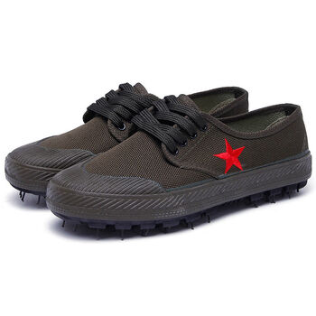 新款解放鞋低帮帆布鞋劳动鞋工作鞋休闲男女布鞋防水防滑耐磨五星军