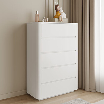 品友(pinyou) 白色烤漆五斗柜卧室简约现代抽屉储物柜子客厅实木电视
