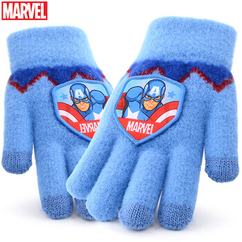 手套毛线保暖男童秋冬季触屏学生蜘蛛侠学生男孩94383款美队蓝色建议5