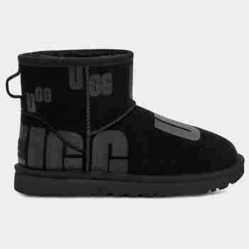 UGG 2022秋冬女士靴子 Scatter休闲LOGO短靴纯色经典雪地靴1130574 黑色 36