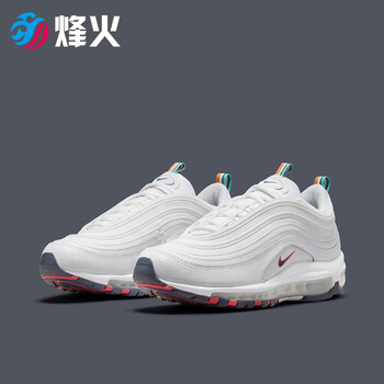 烽火体育 nike air max 97 白彩虹拉环 气垫子弹增高跑步鞋 dh1592