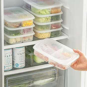 四分格可冷藏冷冻纳川冰箱收纳盒保鲜盒食品级冻肉分格盒冷冻室储藏盒