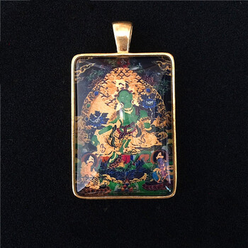 绿度母佛牌纯铜藏式尼泊尔民族项链吊坠西藏配饰绿度母挂吊坠玫之尔