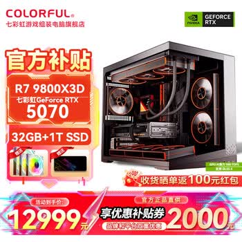 七彩虹AMD锐龙9800X3D/RTX5070Ti/5090/5080显卡主机DIY台式机电脑直播AI渲染三角洲行动游戏组装整机 R7 9800X3D+RTX5070丨二