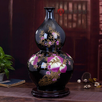 搬新家礼景德镇陶瓷插花客厅摆件 景泰蓝落地大花瓶现代中式家居装饰