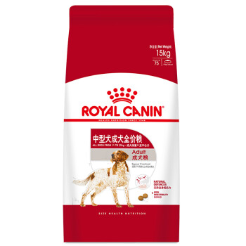 ROYAL CANIN 皇家狗粮 M25中型犬成犬狗粮 12月龄以上 通用粮 15kg 边牧柯基哈士奇柴犬 支持自身抵抗力