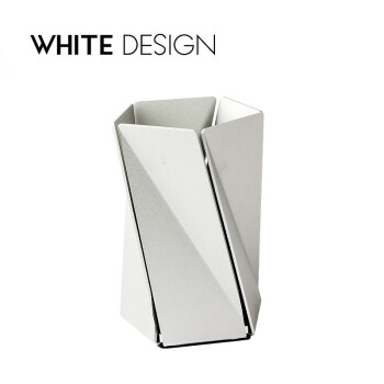 White Design白色设计创意金属扭转铝合金笔筒桌面收纳商务办公盒 银色