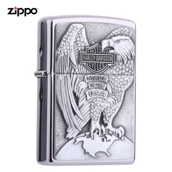 之宝(Zippo)打火机 哈雷铁鹰章 拉丝镀铬徽章200HD.H231 煤油防风火机